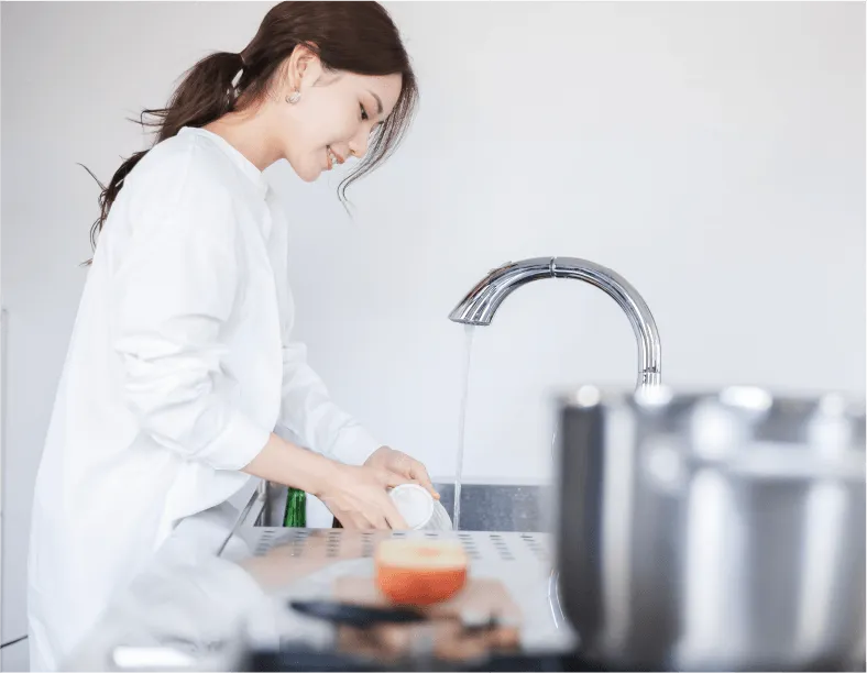 独立したキッチンでゆったりお料理に集中。いつもの朝がゆとりの自分時間に。